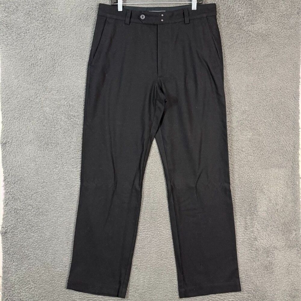 Vtg Banana Republic Pants Mens 35x34 Black Flannel Wool Slacks Straight Fit Y2K